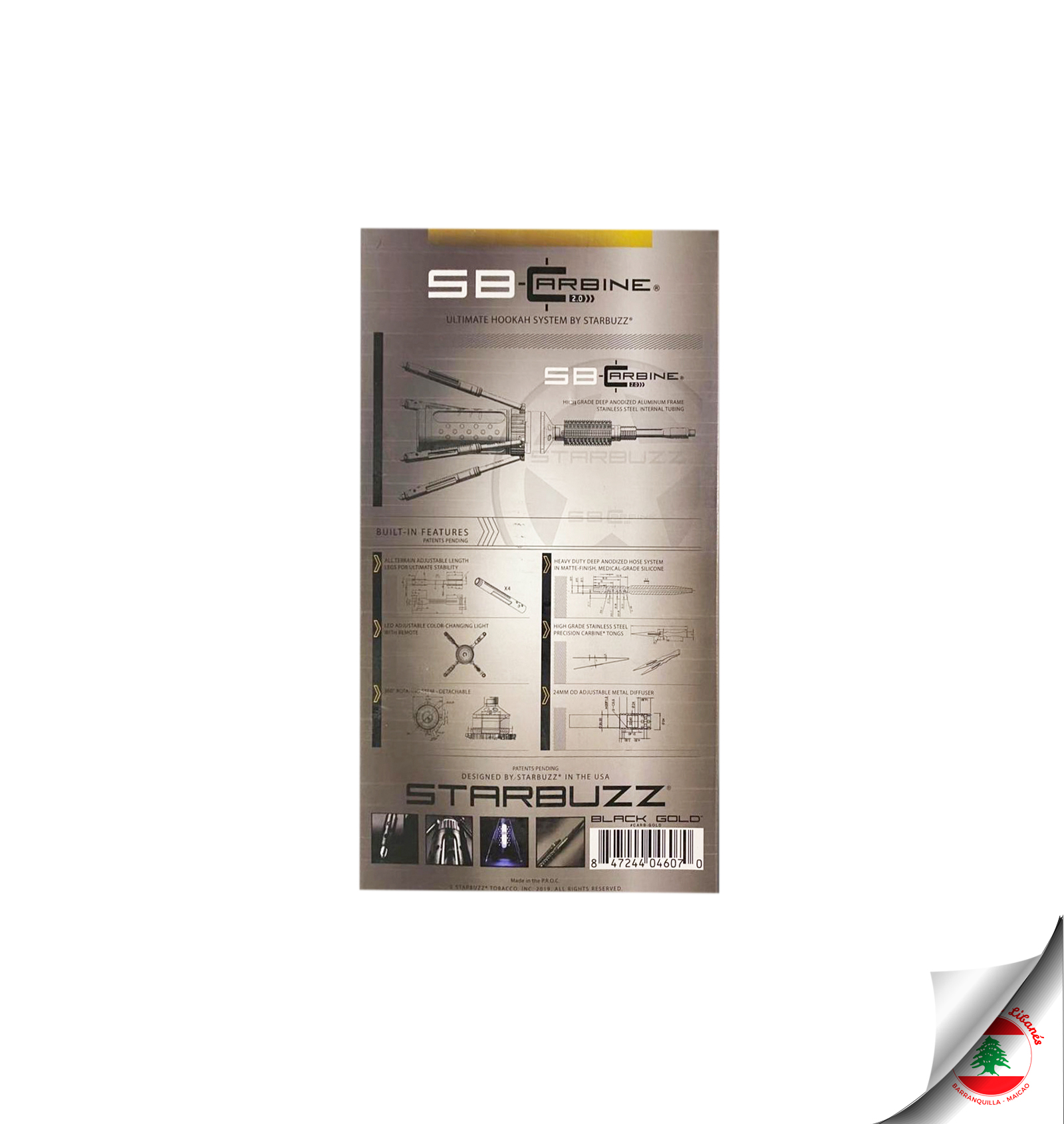 Narguile Starbuzz Carbine 2.0 Black Gold - Imagen 3